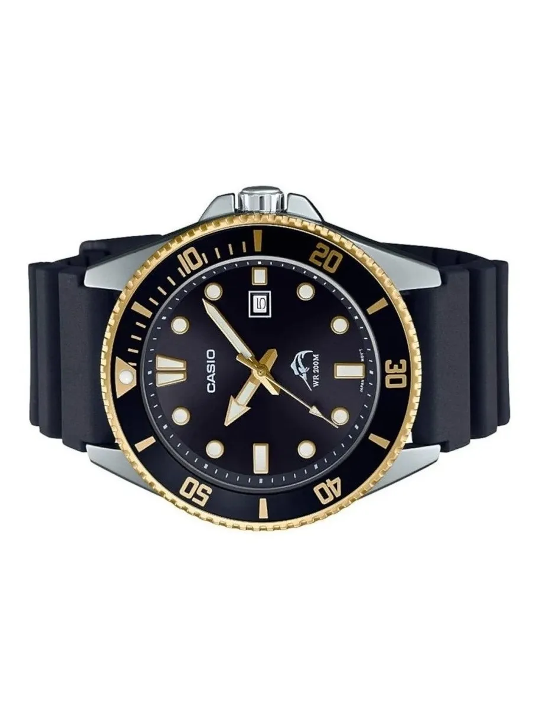 Reloj Casio Mdv-106g Bisel Negro/dorado,200mts  2