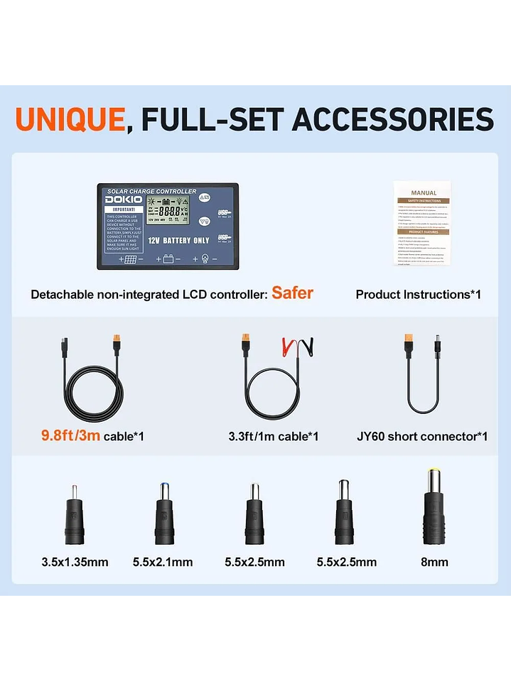 Dokio Panel Solar Plegable 110w 12v C/controlador De Carga 4