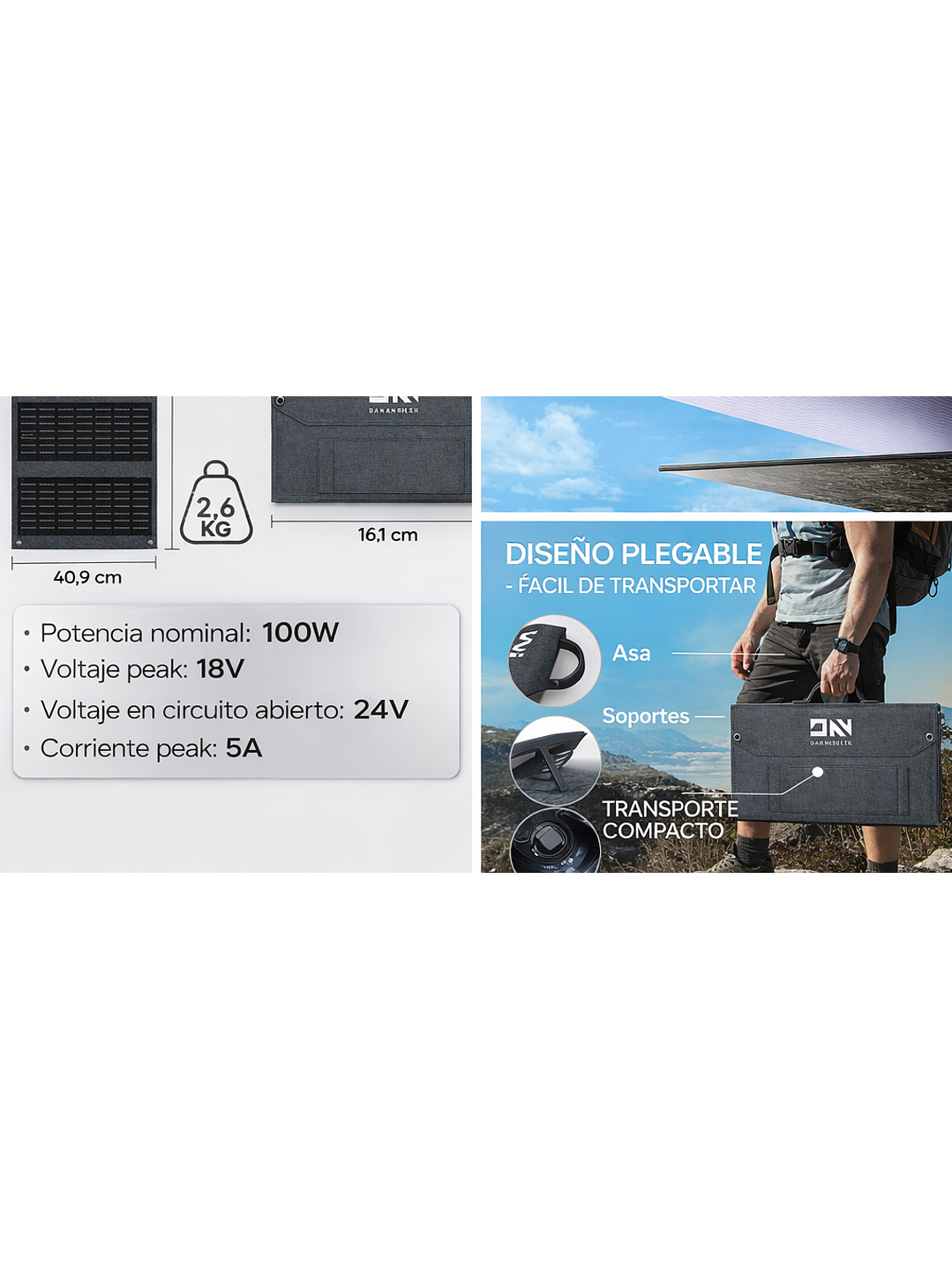 Kit Energía Solar Portátil Daran NEOZ 300W + Panel 100W Chile 7