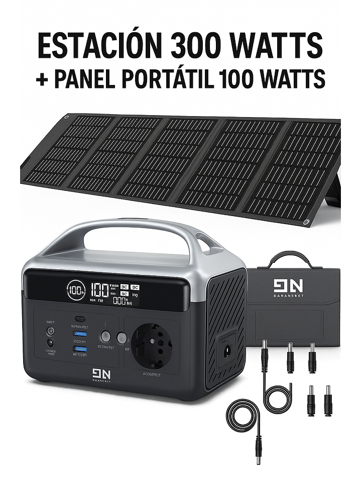Kit Energía Solar Portátil Daran NEOZ 300W + Panel 100W Chile 1