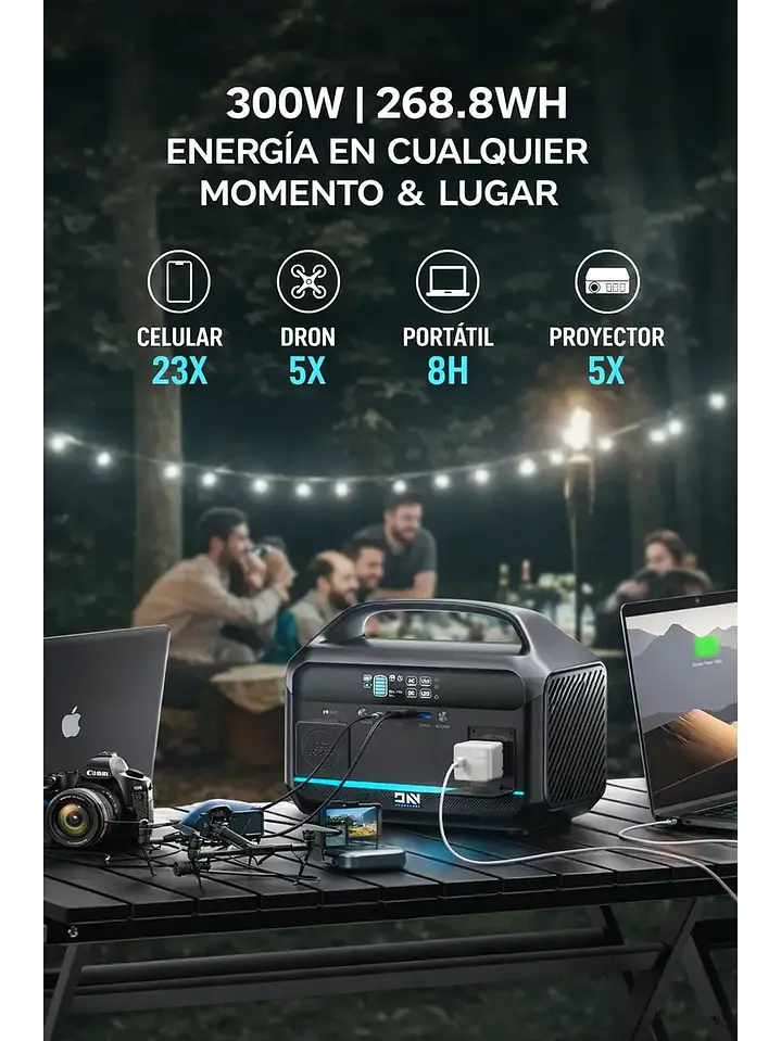 Estación De Energía Portátil DARANENER 300w 299 Wh Batería Lifepo4 Chile 4