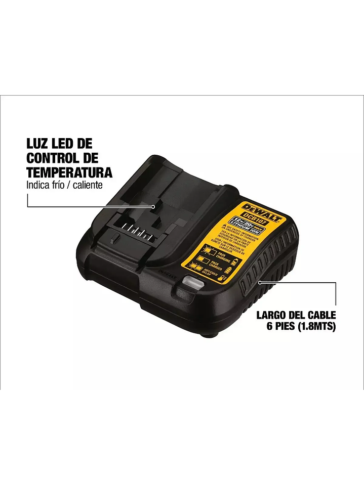 Kit 2 Baterías Dewalt 2ah Dcb203+ Cargador Dcb107+ Bolso Chile 6