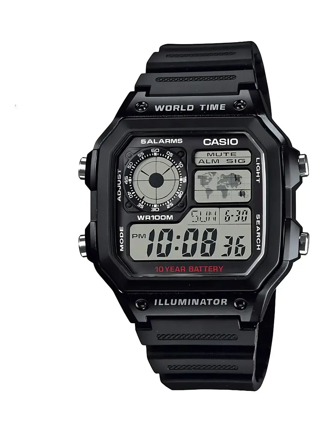 Reloj Casio Ae-1200wh-1avcf World Time 10-year Battery-negro 1