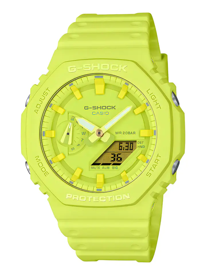 Reloj G-shock Hombre Ga-2100-9a9 Carbono/resina Amarillo Chile 1