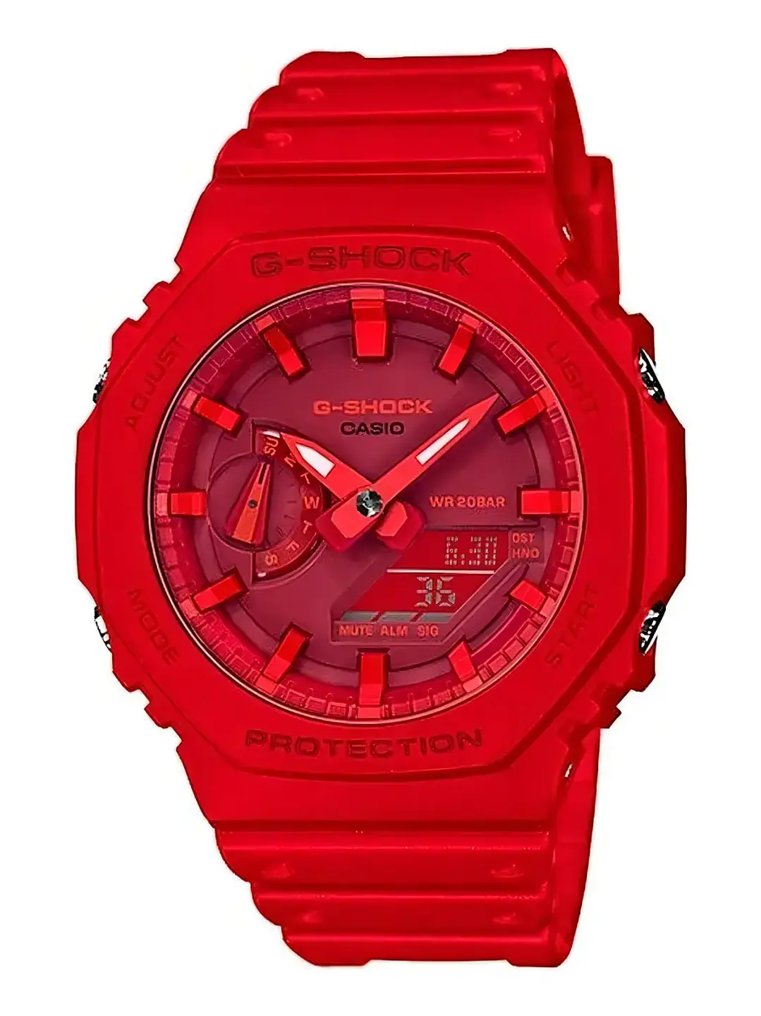 Reloj G-SHOCK Casio GA-2100 correa de resina color rojo - fondo bordó Chile 1