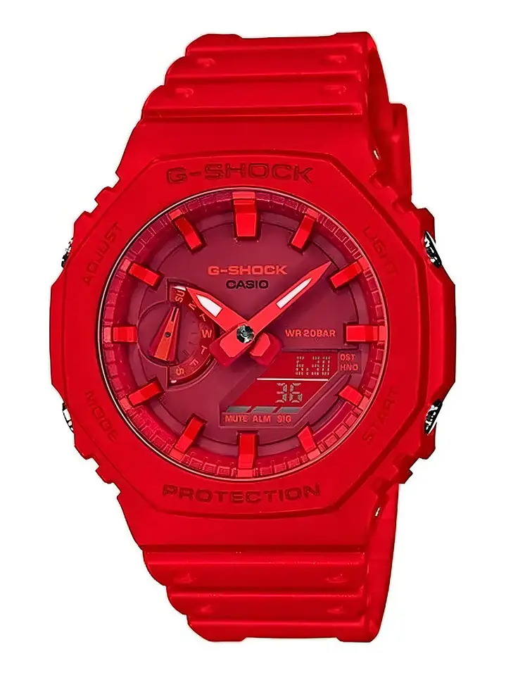 Reloj G-SHOCK Casio GA-2100 correa de resina color rojo - fondo bordó Chile 1