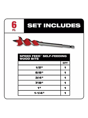 Juego De Brocas Madera Speed Feed 6pzs Milwaukee 48-13-0600 Chile