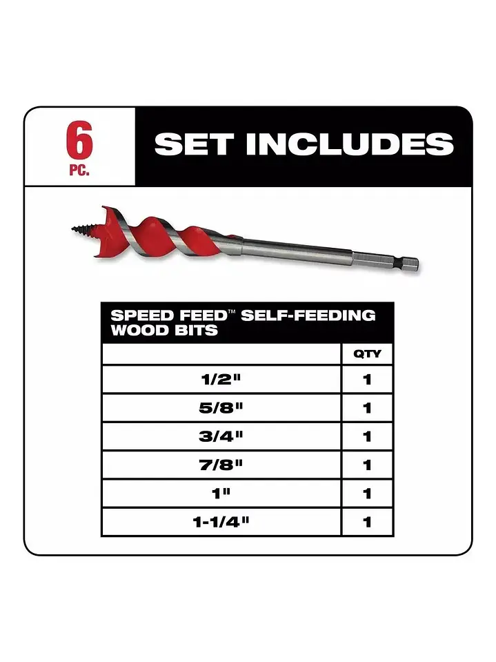 Juego De Brocas Madera Speed Feed 6pzs Milwaukee 48-13-0600 Chile 2