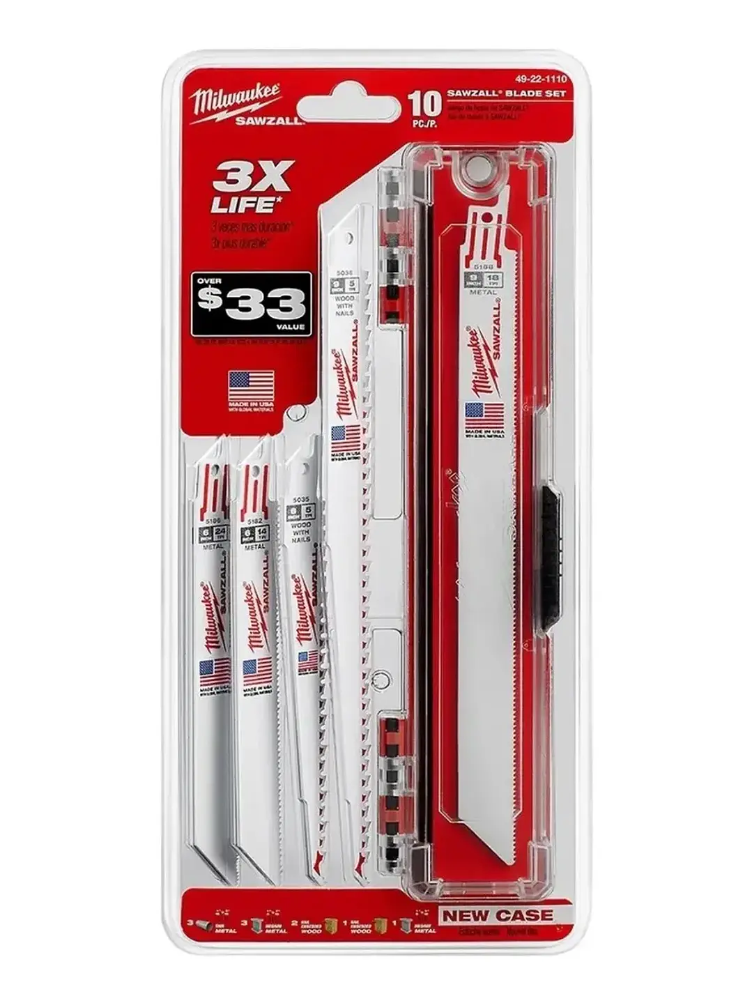 Hoja De Sierra Sable 10unds Surtidas Milwaukee 49-22-1110 Sawzall Con Caja Chile 1