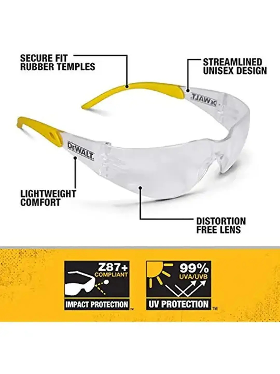 Gafas/ Lentes de Seguridad Dewalt claros DPG54-1C Chile 3