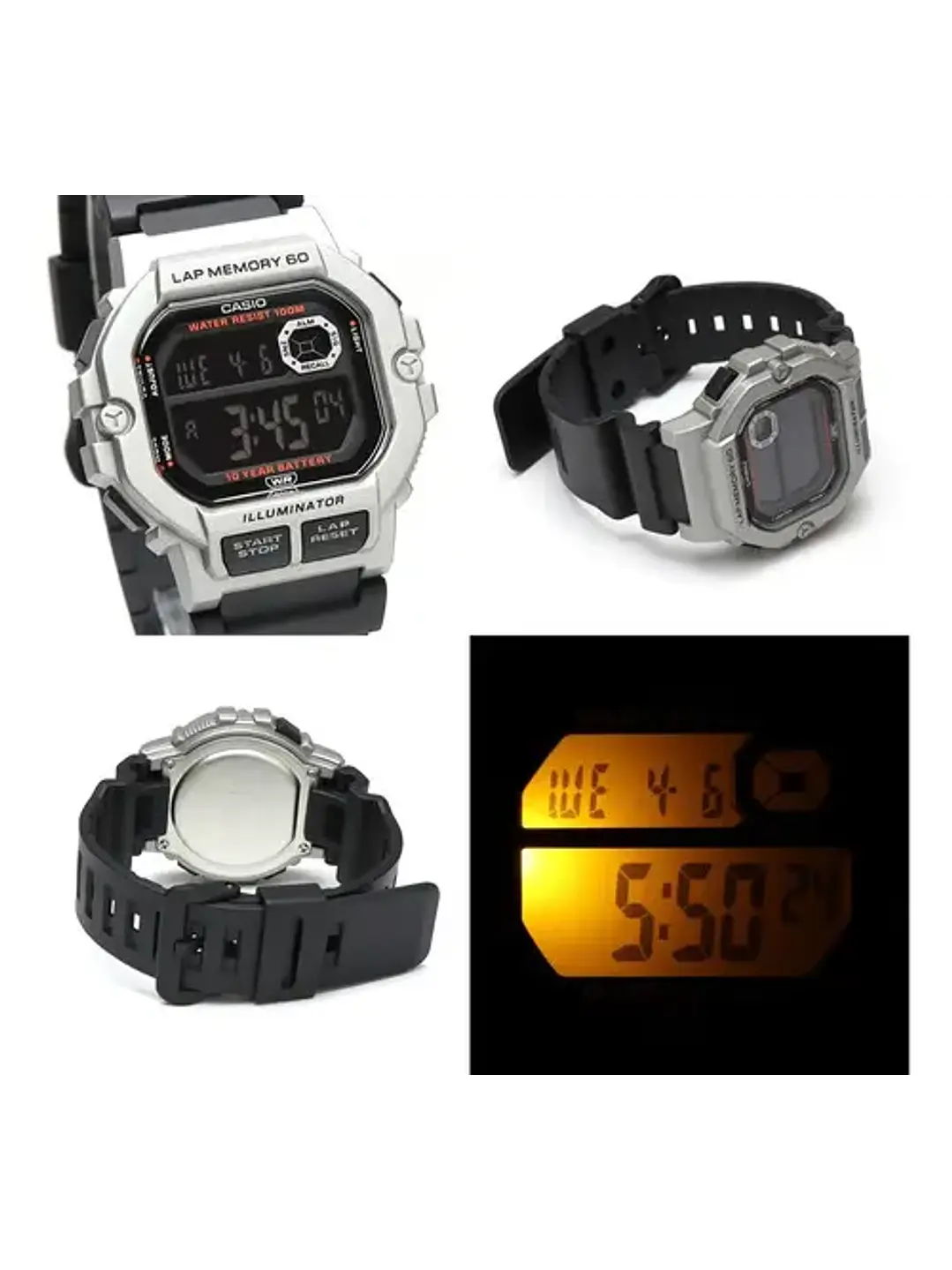 Reloj Hombre Casio Digital WS-1400H-1BV 100MTS, Cronómetro Chile 3