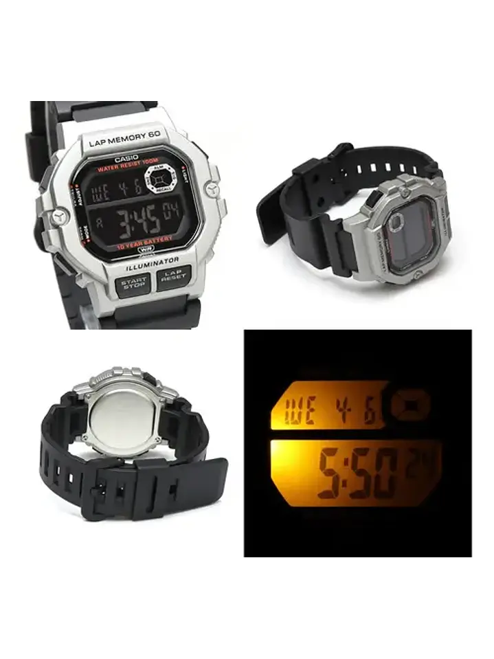 Reloj Hombre Casio Digital WS-1400H-1BV 100MTS, Cronómetro Chile 3