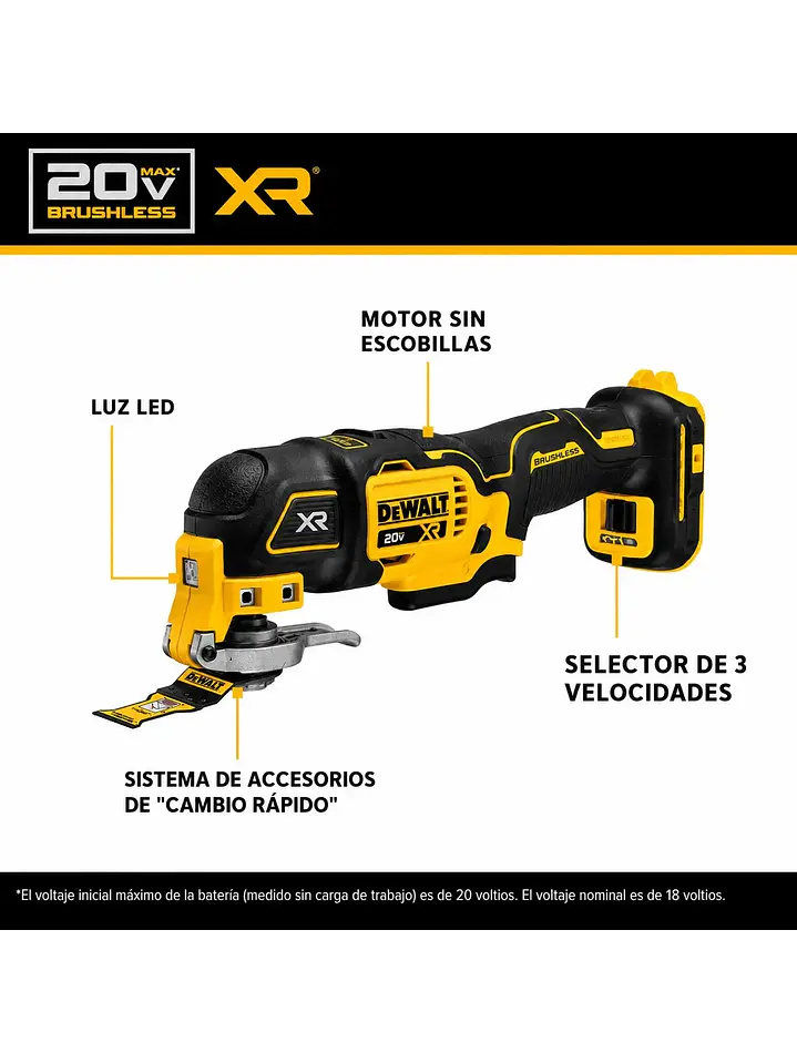 Kit Multiherramienta Oscilante Dewalt Xr Dcs356+bat+cargador+accesorios Chile 3