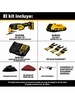 Kit Multiherramienta Oscilante Dewalt Xr Dcs356+bat+cargador+accesorios Chile