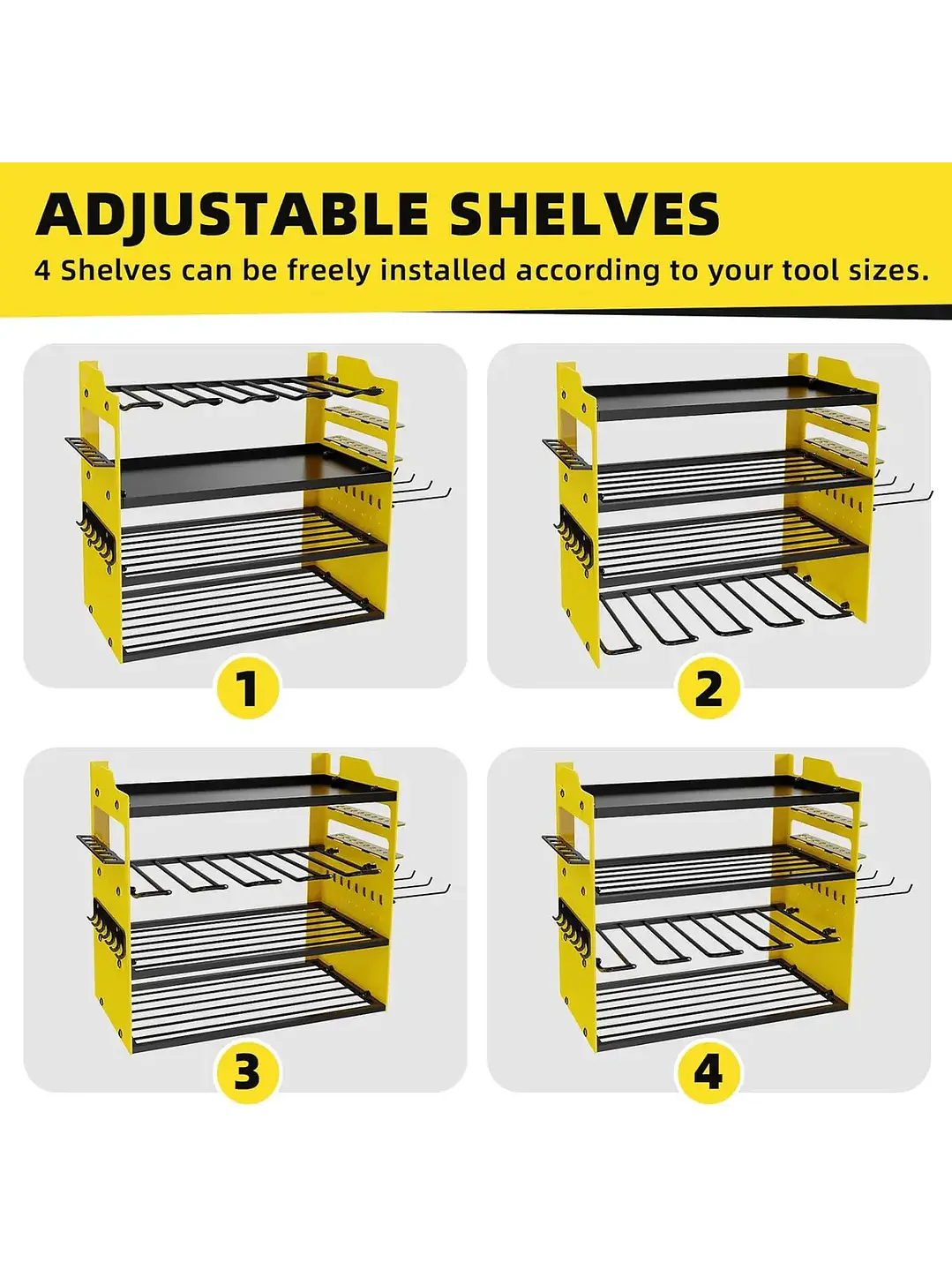 Organizador De Herramientas De Pared 4 Niveles Adaptables Chile 4