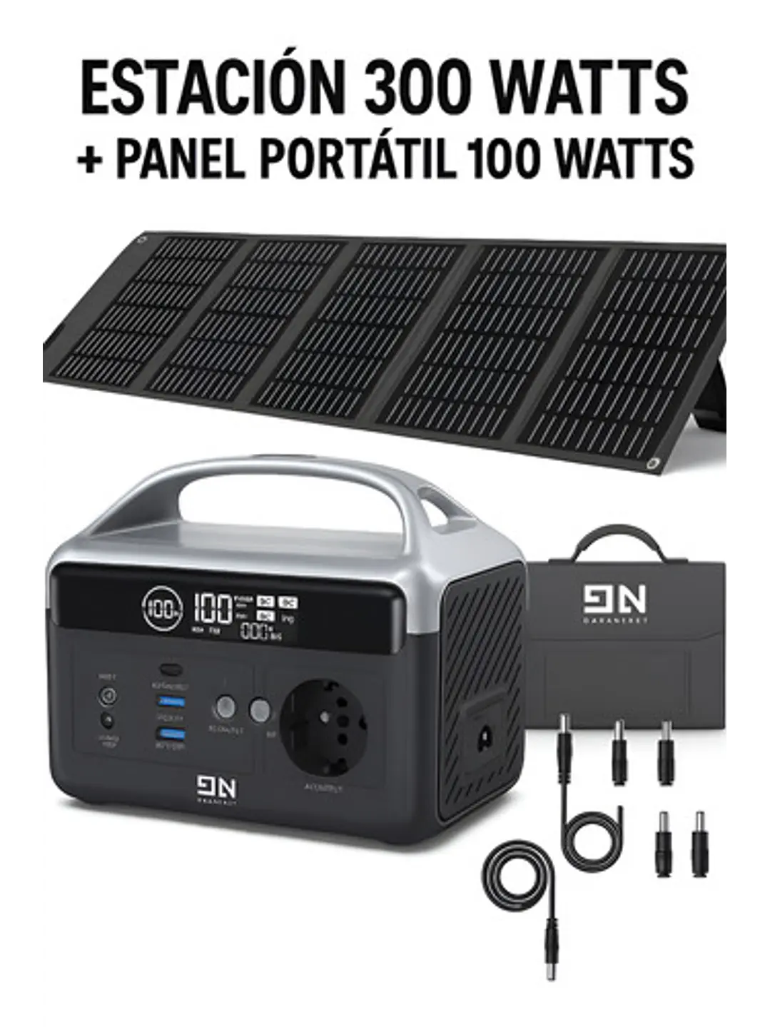KIT Energía Estación/Generador/Batería 300W + Panel Solar 100W Chile 1