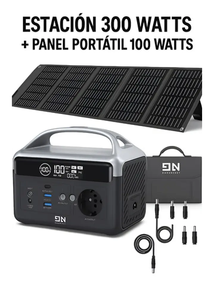 KIT Energía Estación/Generador/Batería 300W + Panel Solar 100W Chile 1