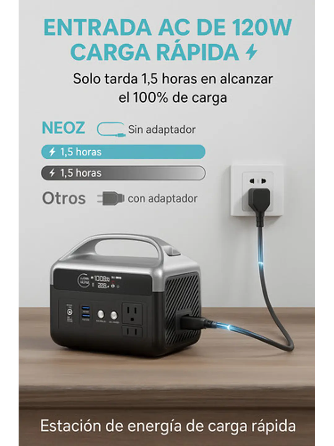 KIT Energía Estación/Generador/Batería 300W + Panel Solar 100W Chile 3