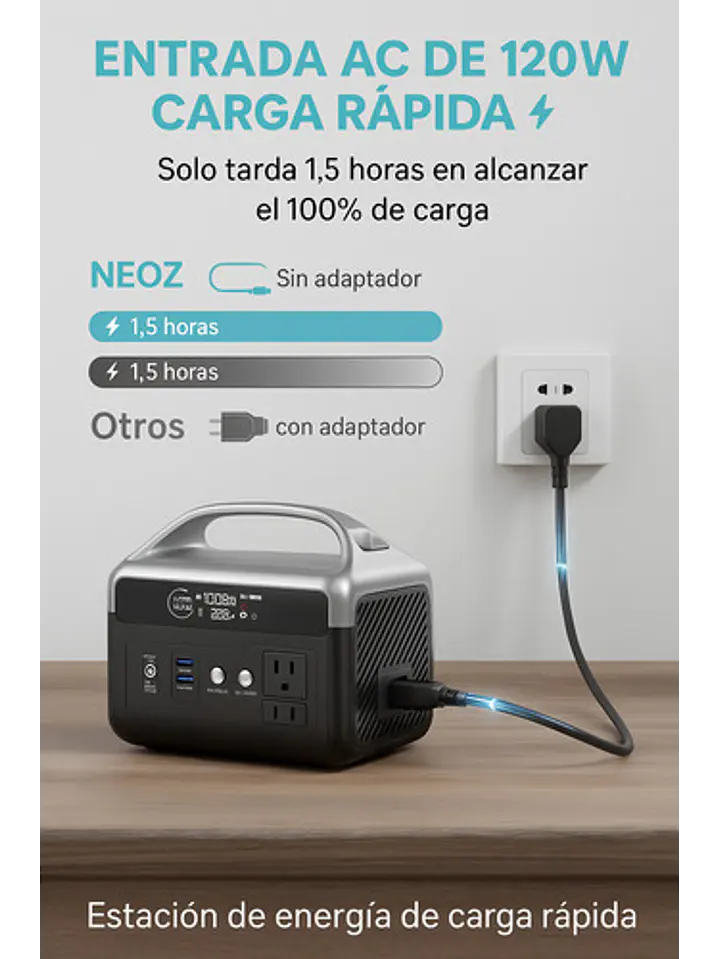 KIT Energía Estación/Generador/Batería 300W + Panel Solar 100W Chile 3
