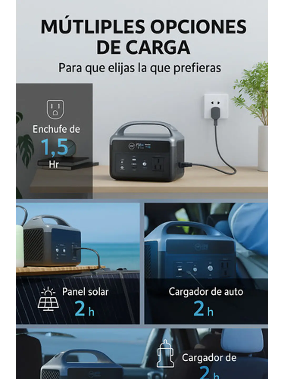 KIT Energía Estación/Generador/Batería 300W + Panel Solar 100W Chile 6