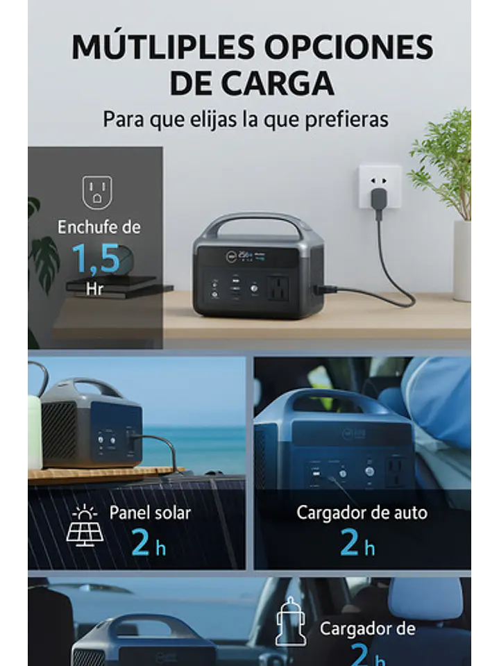 KIT Energía Estación/Generador/Batería 300W + Panel Solar 100W Chile 6