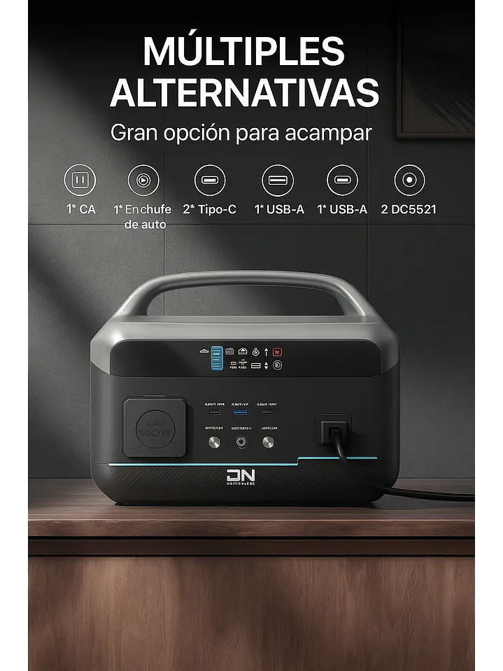 KIT Energía Estación/Generador/Batería 600W + Panel Solar 100W Chile 3