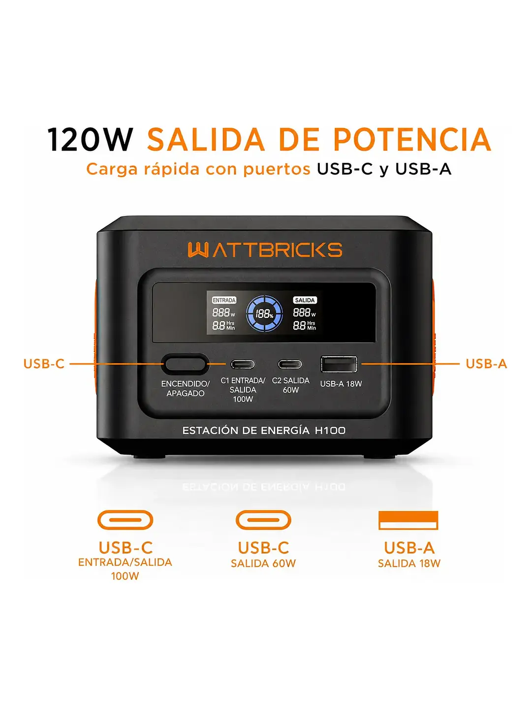 Generador Solar /Batería Wattbricks 100w Usb-c Kit con Panel Solar 30w Chile 1
