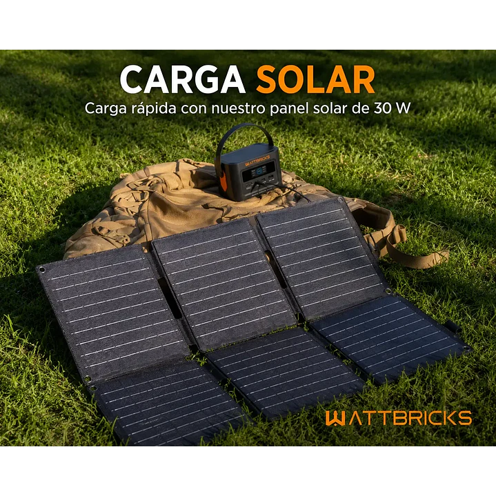 Kit Estación de Energía Portátil WattBricks H100 100W + Panel Solar 30W USB-C | Chile 5
