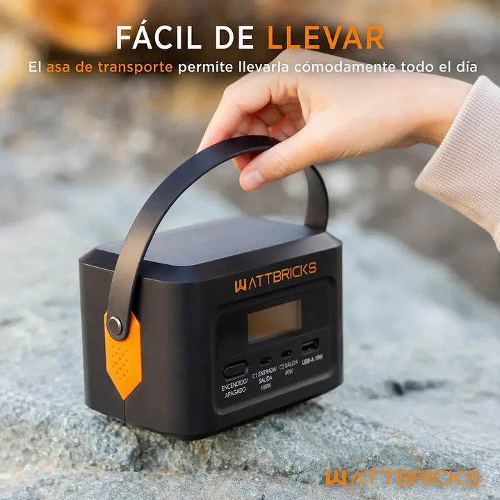 Kit Estación de Energía Portátil WattBricks H100 100W + Panel Solar 30W USB-C | Chile 7