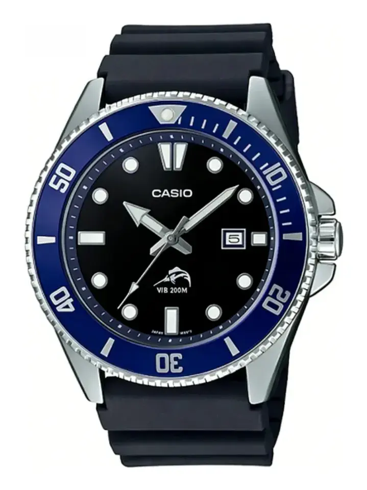 Reloj De Hombre Casio Mdv-106b-2av Con Correa De Resina Negro Azul 200mt CHILE 1