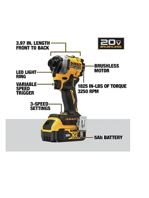 Destornillador/Atornillador Impacto Dewalt Atomic DCF850P1+Bat 5Ah+Carg+Bolso