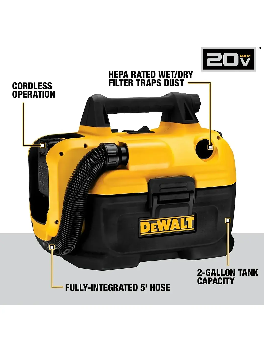 Aspiradora Inalámbrica Max Dewalt Dcv580h Húmedo/Seco 5