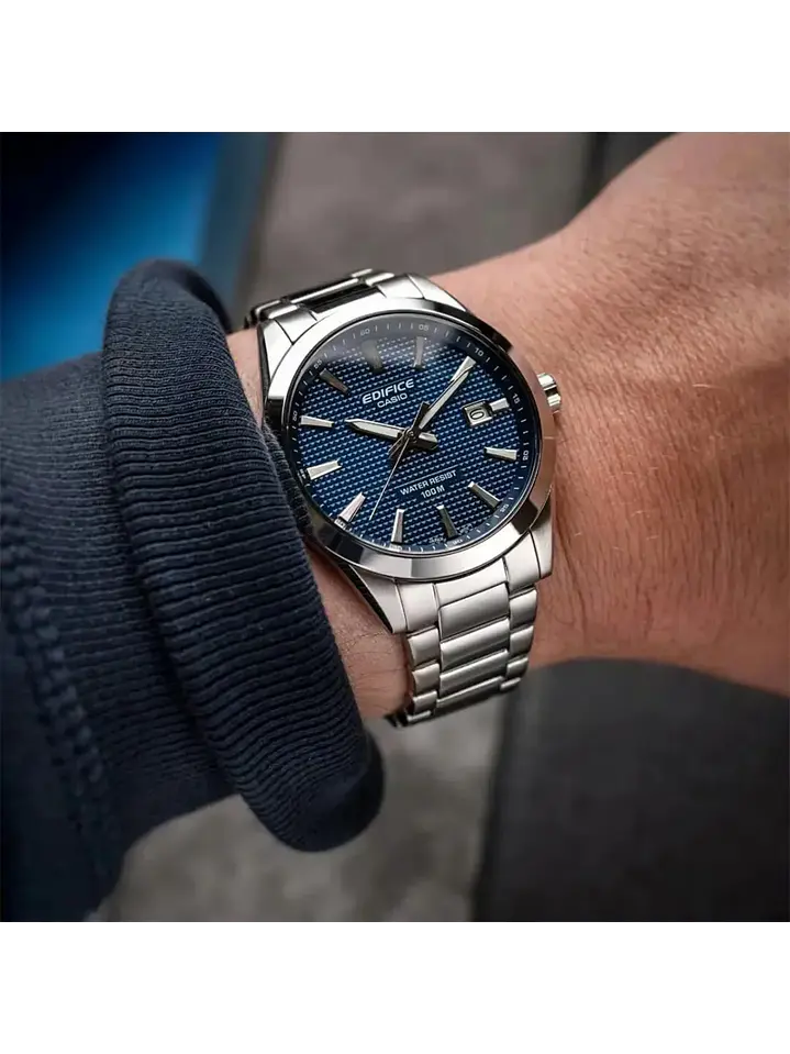 Reloj Casio Edifice De Acero Inoxidable Azul Efv-160d 100mts 2