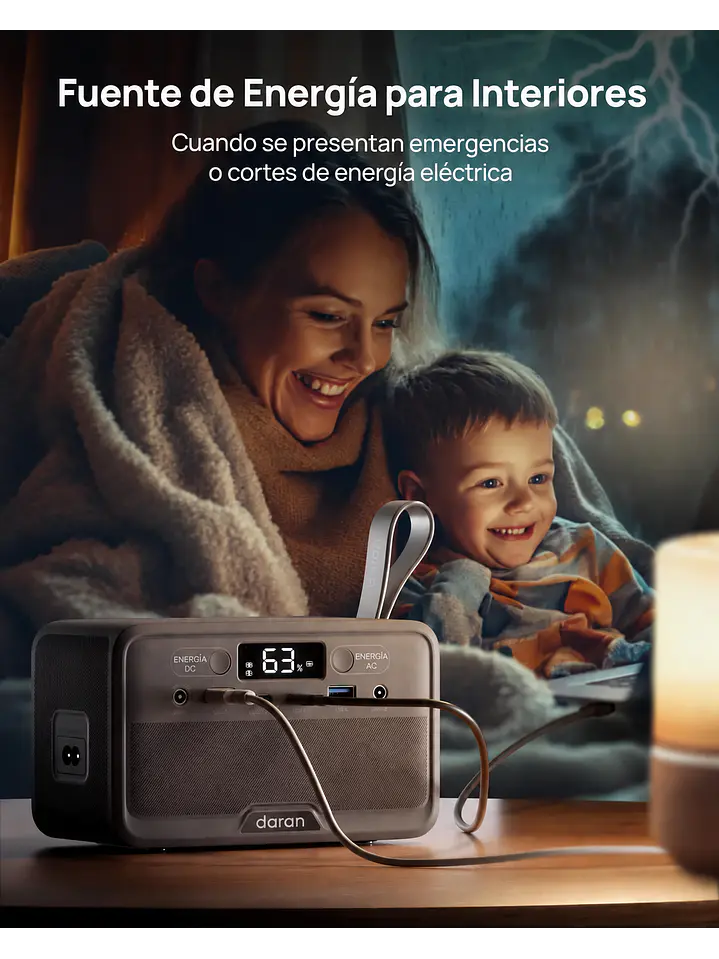 Estación de Energía Portátil Daran R200 (200W / 192Wh) Batería LiFePO4 | Chile 2