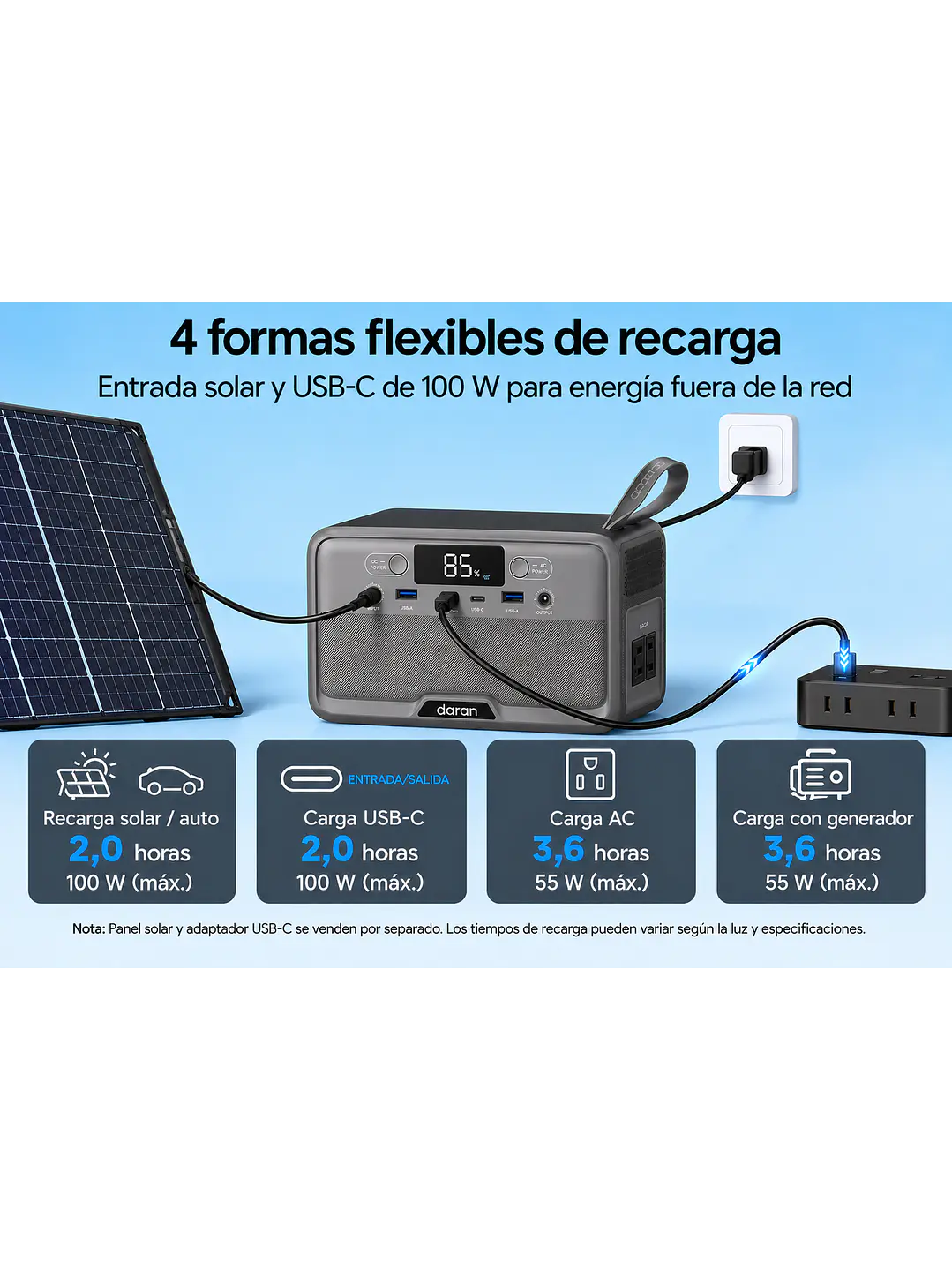 Estación de Energía Portátil Daran R200 (200W / 192Wh) Batería LiFePO4 | Chile 7
