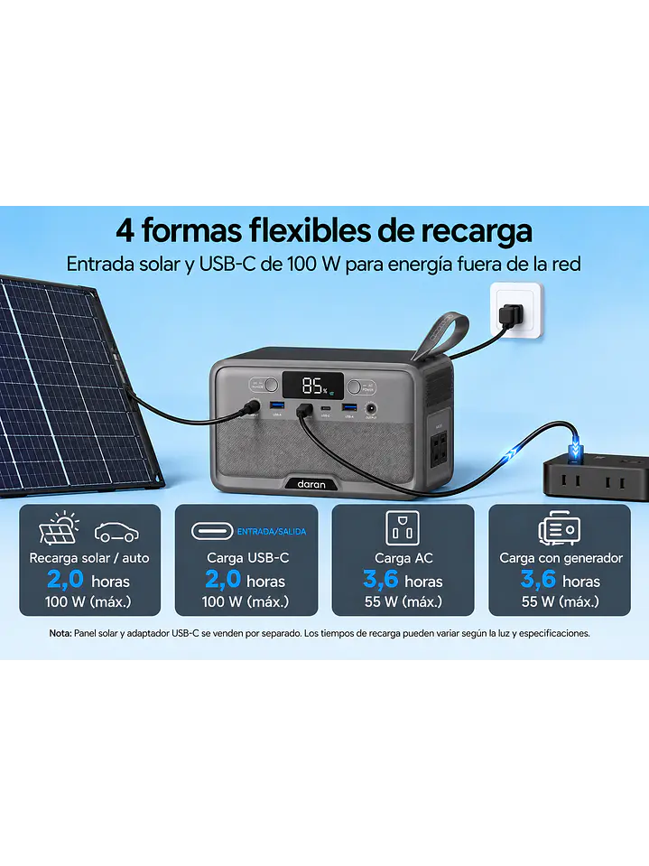 Estación de Energía Portátil Daran R200 (200W / 192Wh) Batería LiFePO4 | Chile 7
