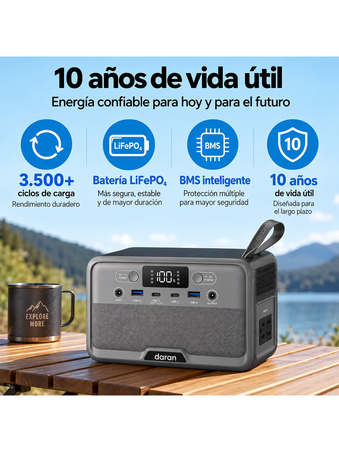 Estación de Energía Portátil Daran R200 (200W / 192Wh) Batería LiFePO4 | Chile 11