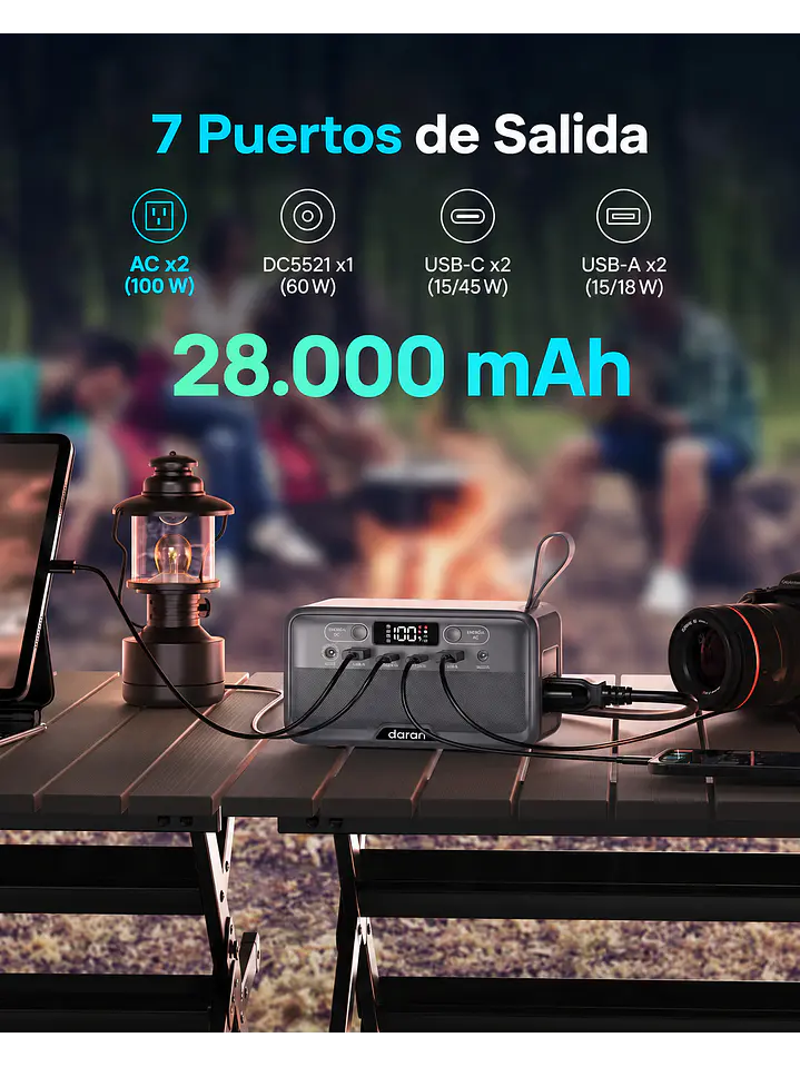 Estación de Energía Portátil Daran R200 (200W / 192Wh) Batería LiFePO4 | Chile 12