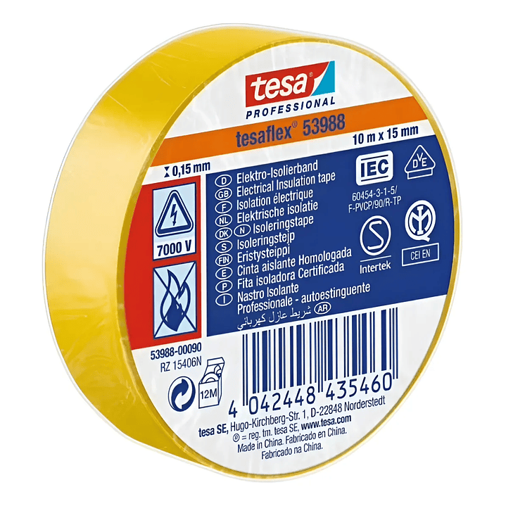 CINTA AISLADORA TESA 15MM x 10M AMARILLO TESA  1
