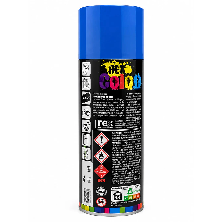 PINTURA SPRAY AZUL FLUORECENTE REX 2
