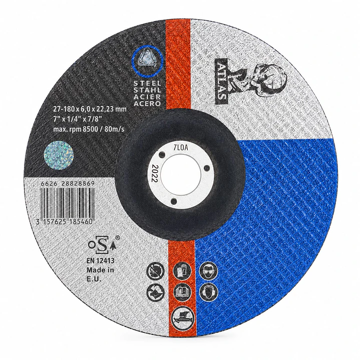 DISCO DE CORTE DE 7 PULGADAS 180X6.0X22,23 ACERO ATLAS 3