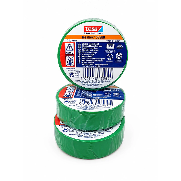 CINTA AISLADORA TESA 15MM VERDE TESAFLEX 2