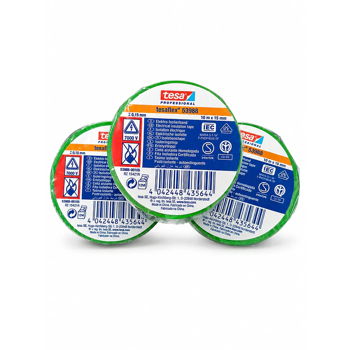 CINTA AISLADORA TESA 15MM VERDE TESAFLEX 3