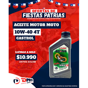ACEITE PARA MOTOR DE MOTO 10W-40 4T CASTROL
