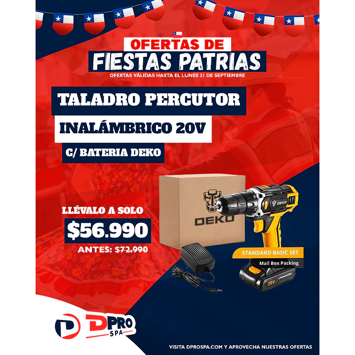 TALADRO DE IMPACTO/ PERCUTOR INALAMBRICO 20V  DEKO 1