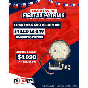FOCO FAENERO REDONDO 14 LED 12-24V CAR SUPER POWER