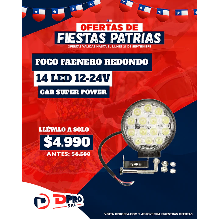 FOCO FAENERO REDONDO 14 LED 12-24V CAR SUPER POWER 1