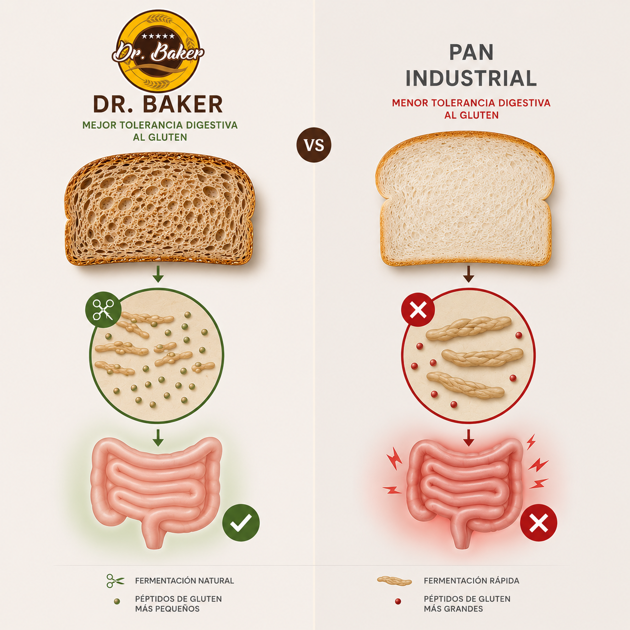 Mejor tolerancia digestiva al gluten gracias a la fermentación 100% con masa madre