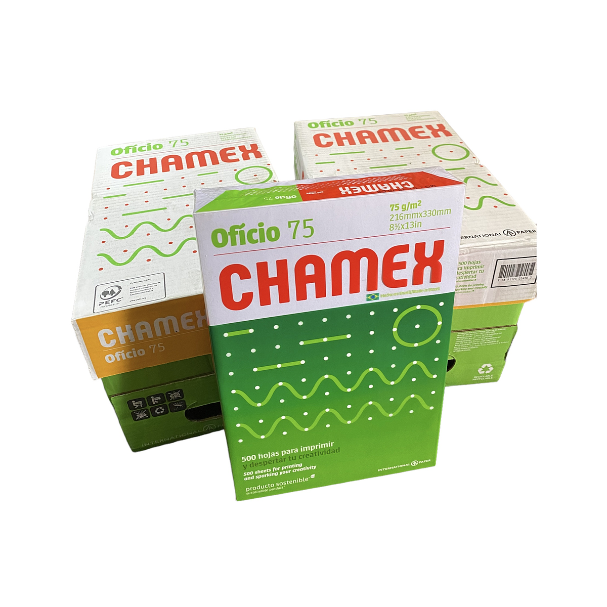 10 resmas oficio Chamex, 75 gr. 500 hojas