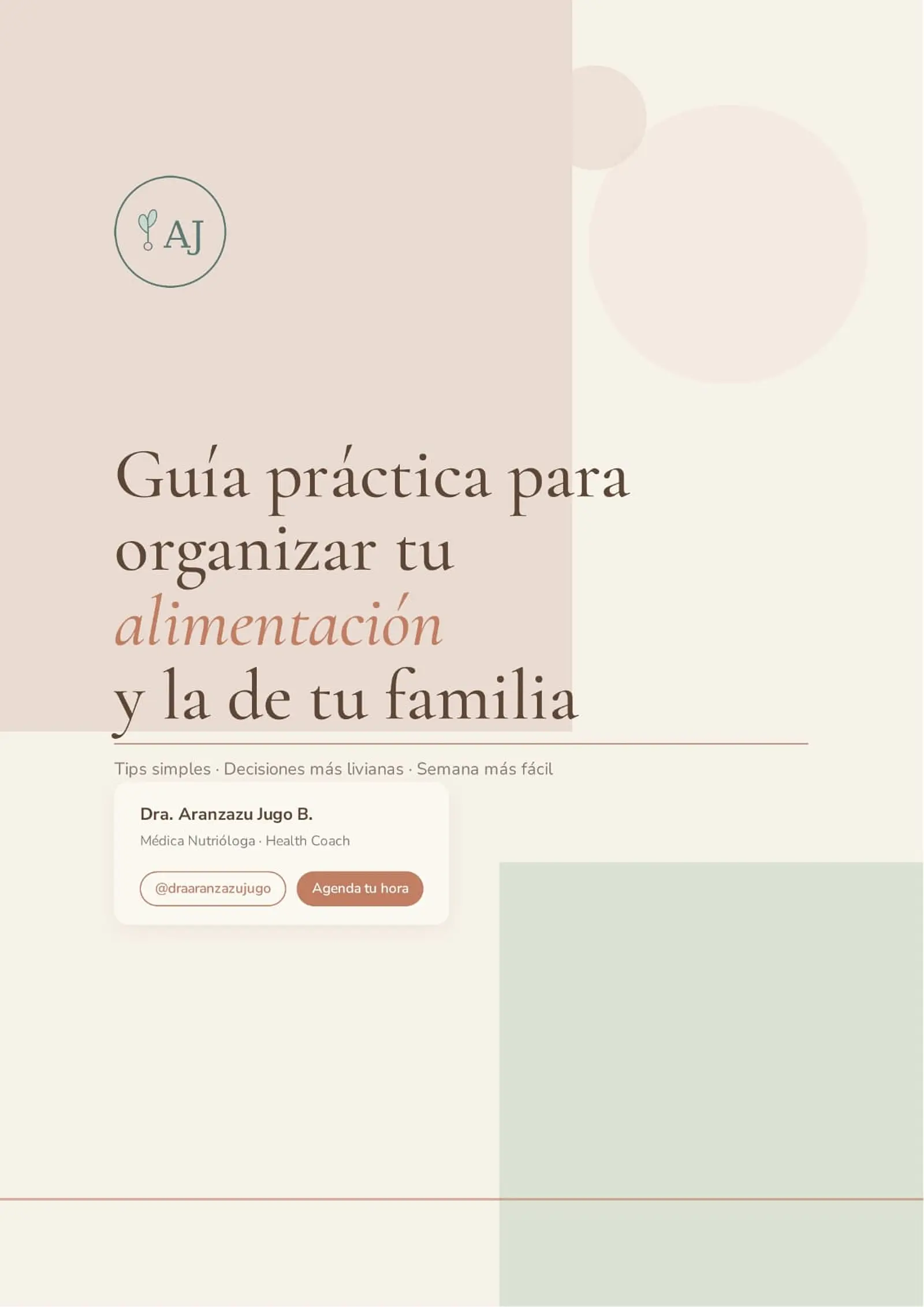 Portada de la Guía práctica para mejorar tu alimentación, creada por la Dra. Aranzazu Jugo